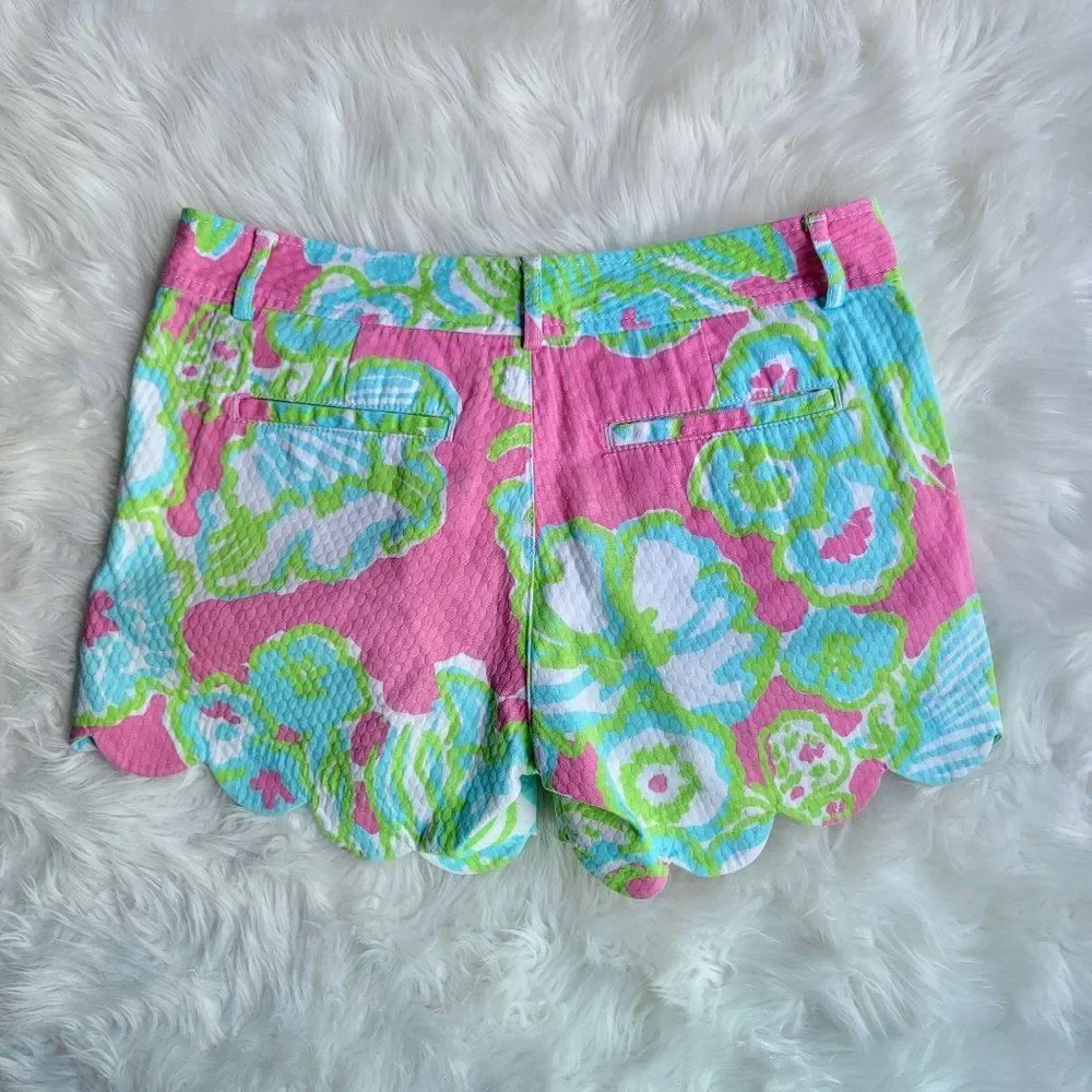 Lilly Pullitzer Buttercup Shorts Size 0 Scalloped Preppy Nantucket Summer Fem